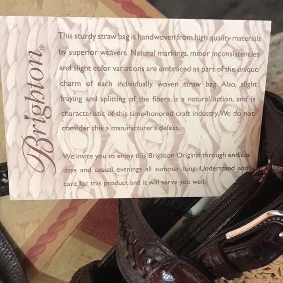 NWT Brighton Patience style Straw and Leather Handbag with shoulder strap - Picture 3 of 11